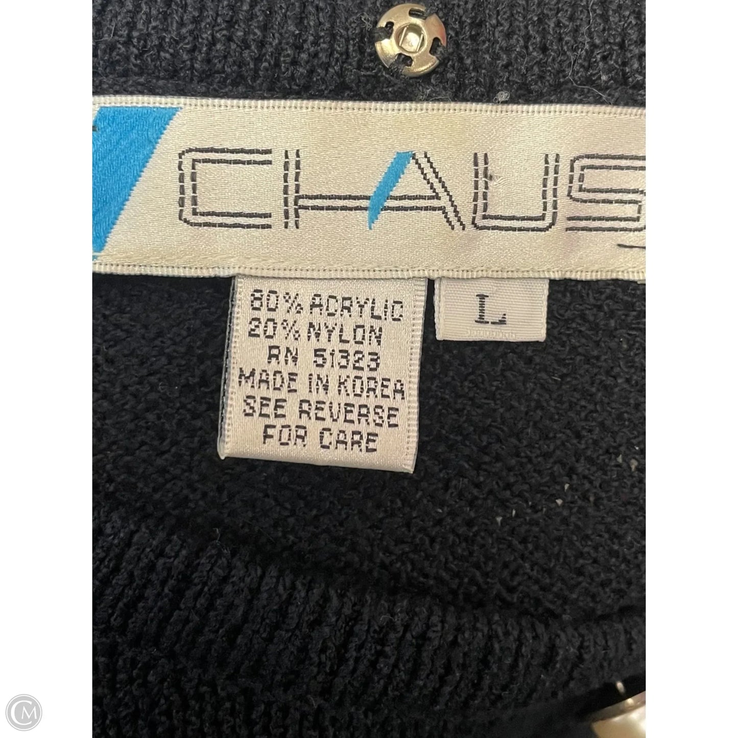 Cardigan By Chaus In Black & White, Size: L