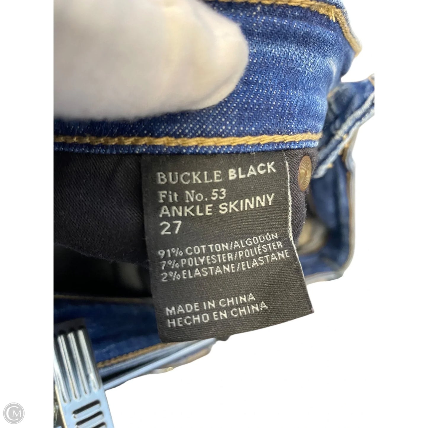 Jeans Skinny By Buckle Black In Blue Denim, Size: 4