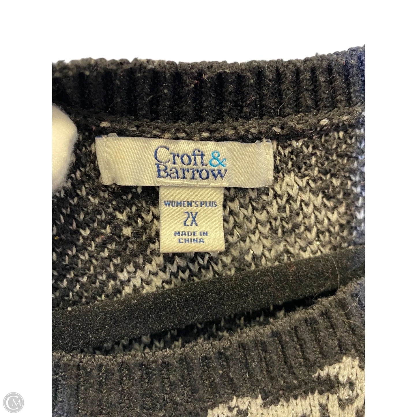 Sweater By Croft And Barrow In Black & Silver, Size: 2x