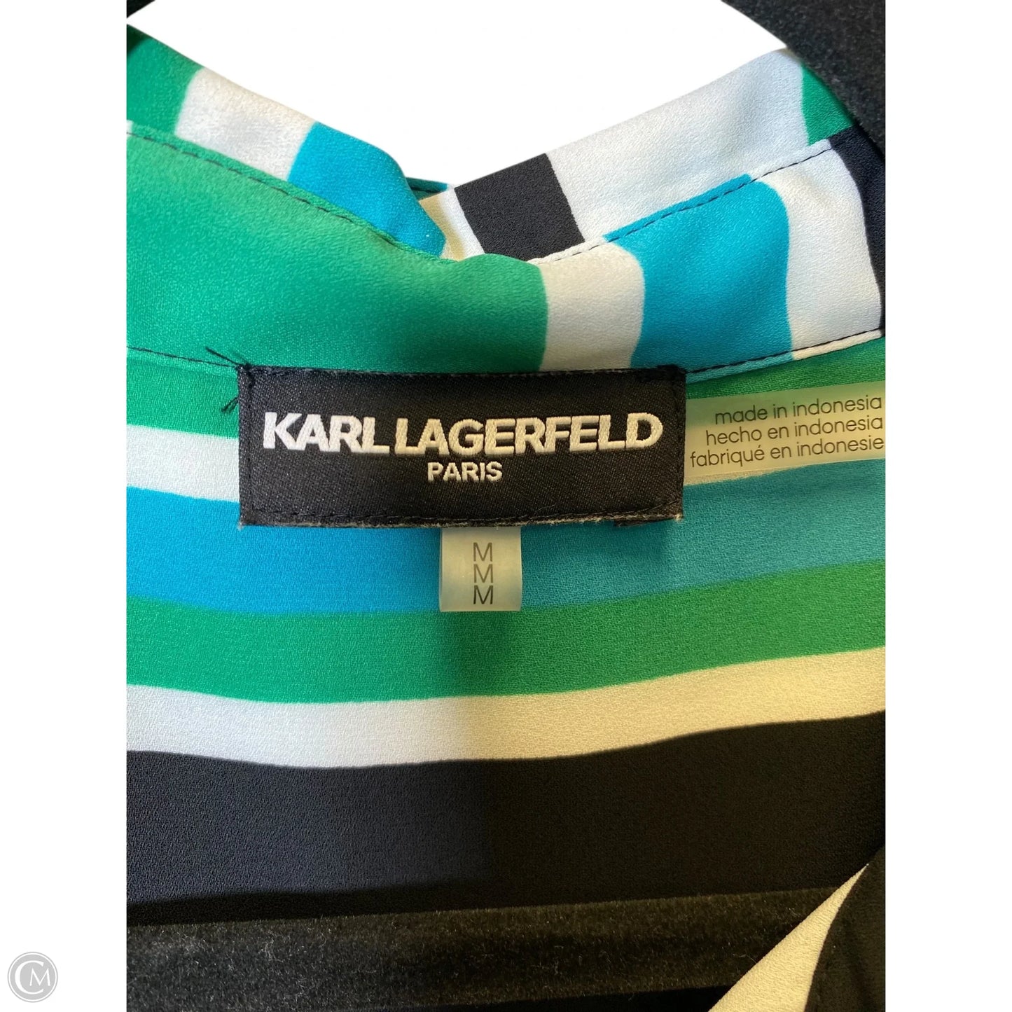 Top Long Sleeve Designer By Karl Lagerfeld In Striped Pattern, Size: M