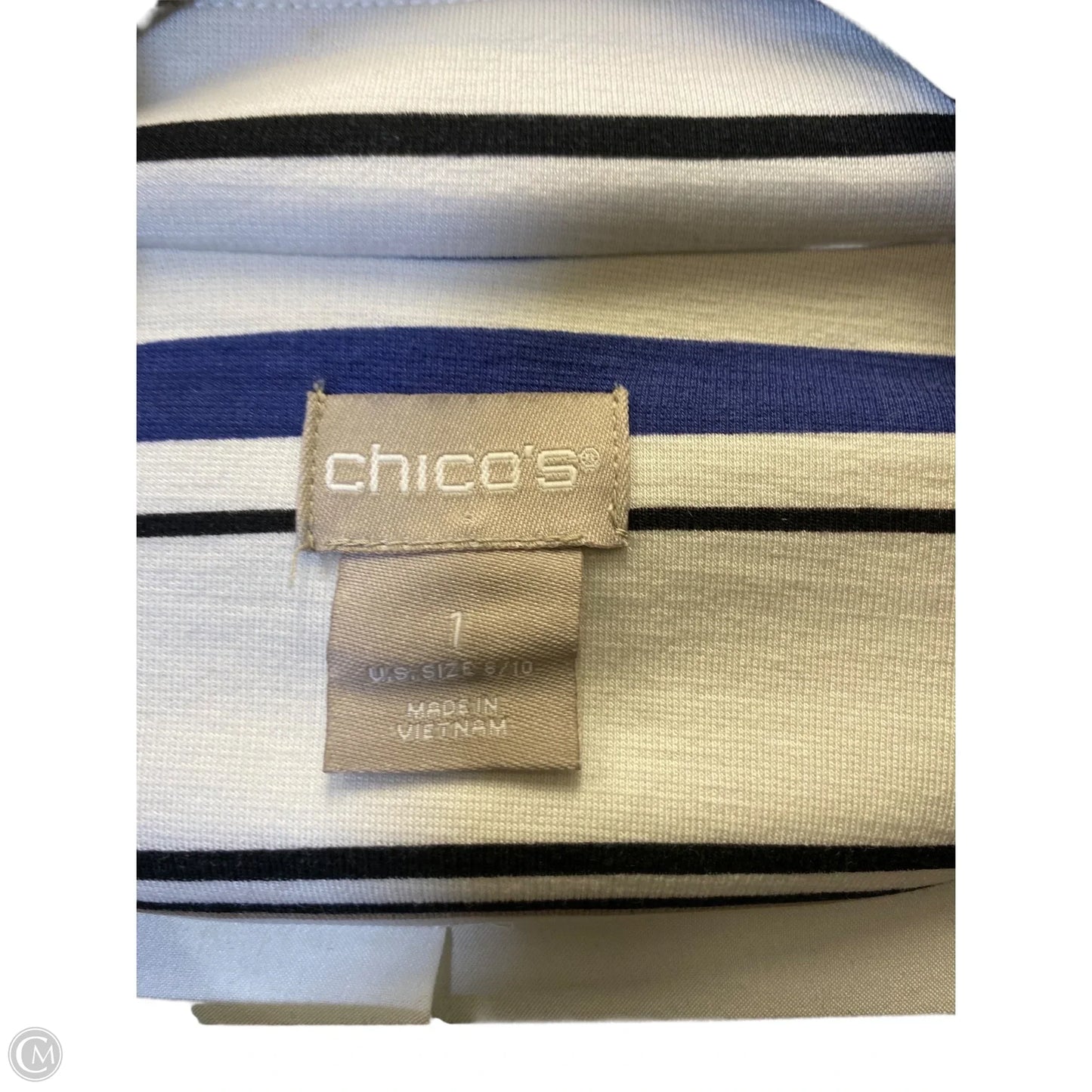 Blazer By Chicos In Striped Pattern, Size: M