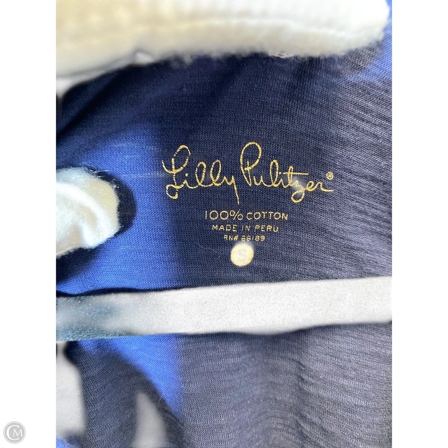 Top Long Sleeve Designer By Lilly Pulitzer In Blue & White, Size: S