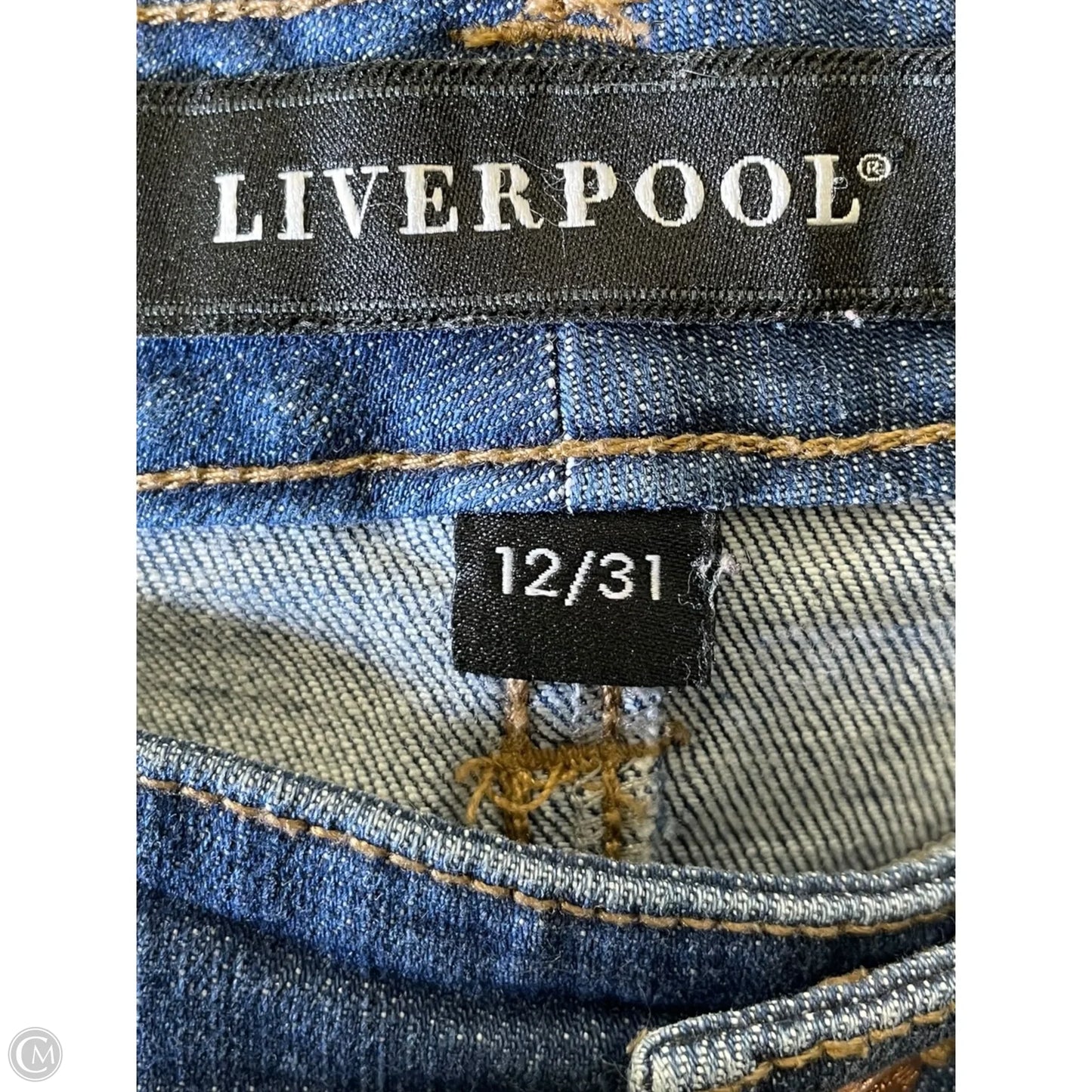 Skirt Maxi By Liverpool In Blue Denim, Size: 12
