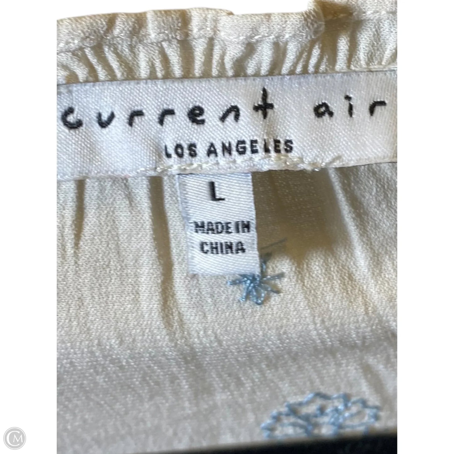 Top Long Sleeve By Current Air In Blue & Cream, Size: L