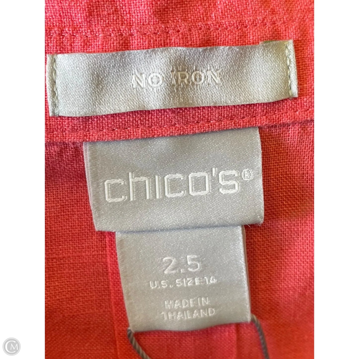 Top 3/4 Sleeve By Chicos In Coral, Size: L
