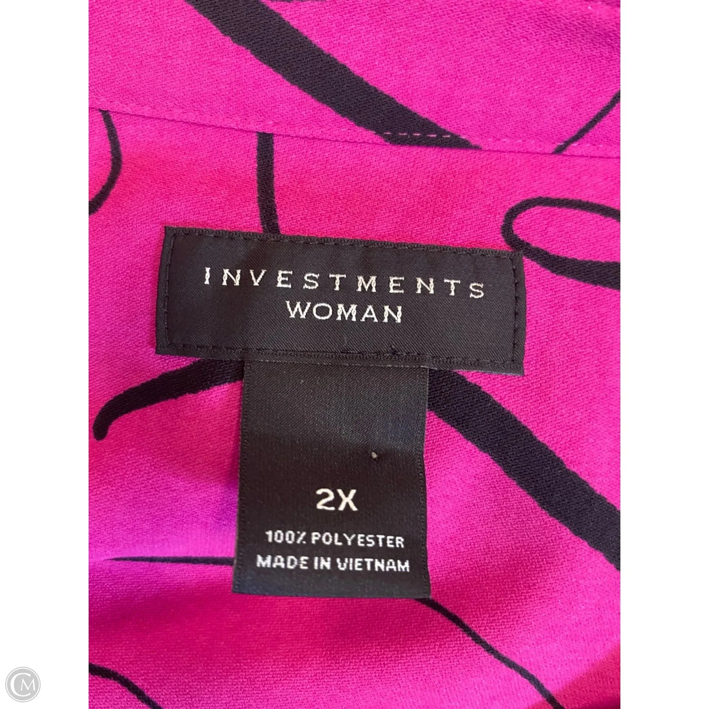 Top Long Sleeve By Investments In Black & Pink, Size: 2x