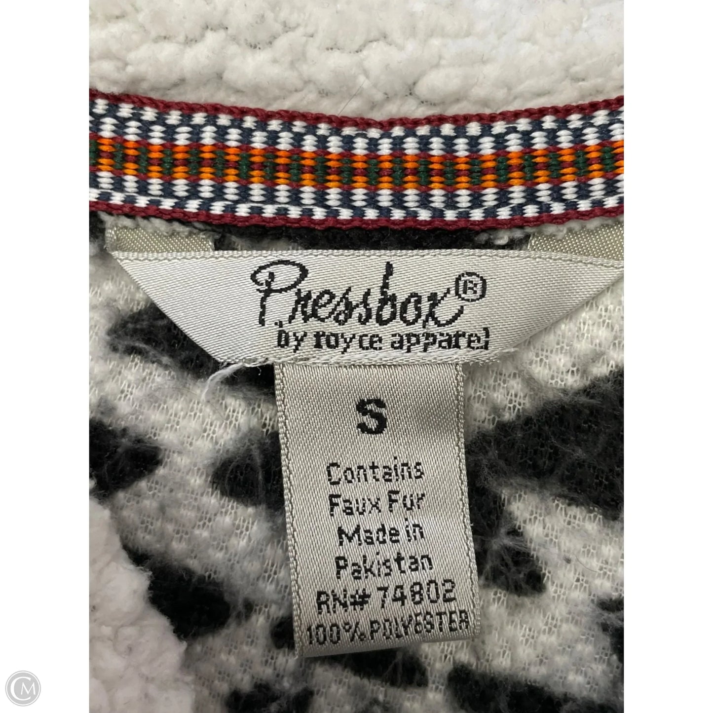 Jacket Faux Fur & Sherpa By Pressbox In Black & White, Size: S