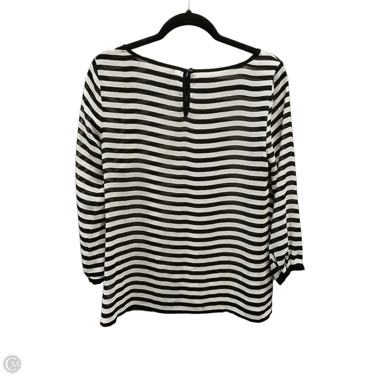 Blouse Long Sleeve By Loft In Black & White, Size: Xs