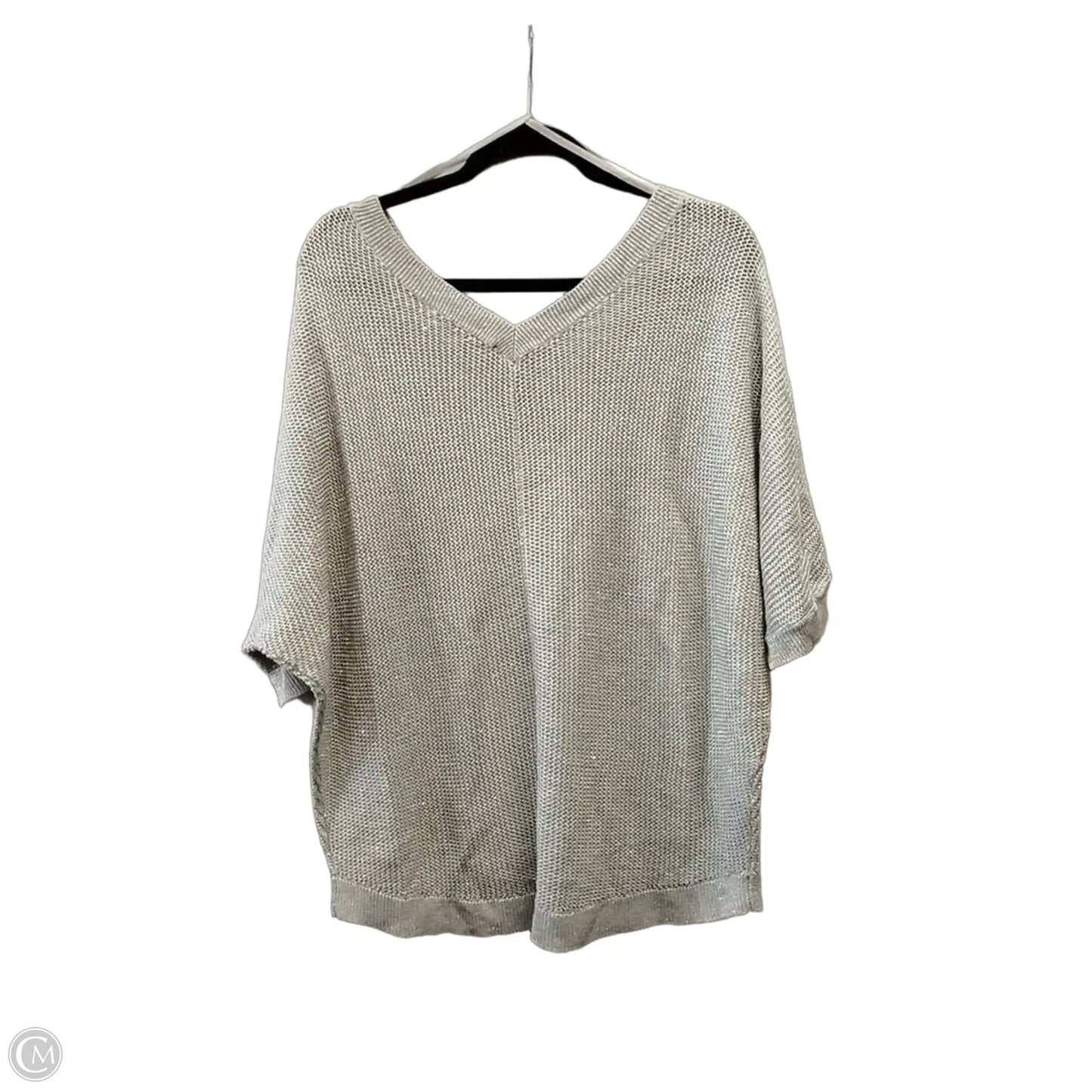 Sweater Short Sleeve By Loft In Silver, Size: L