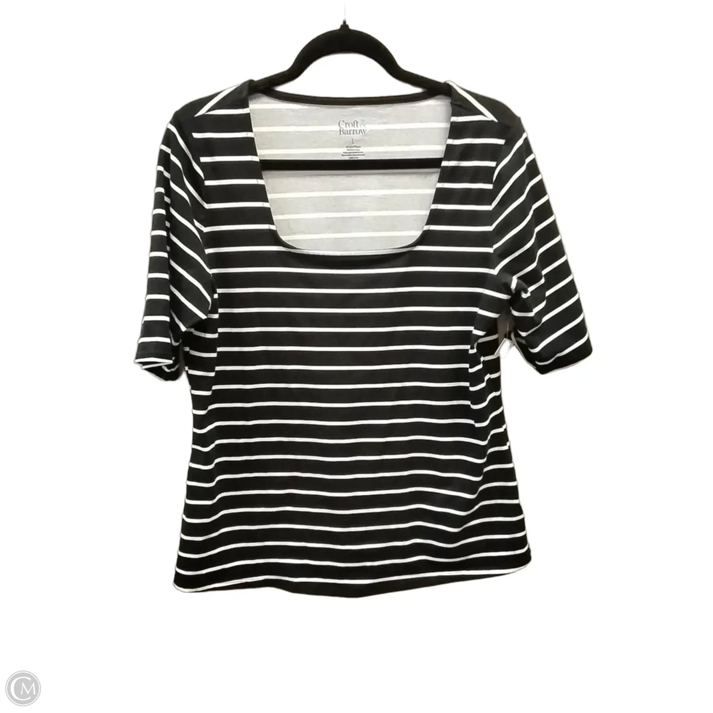 Top Short Sleeve By Croft And Barrow In Striped Pattern, Size: L