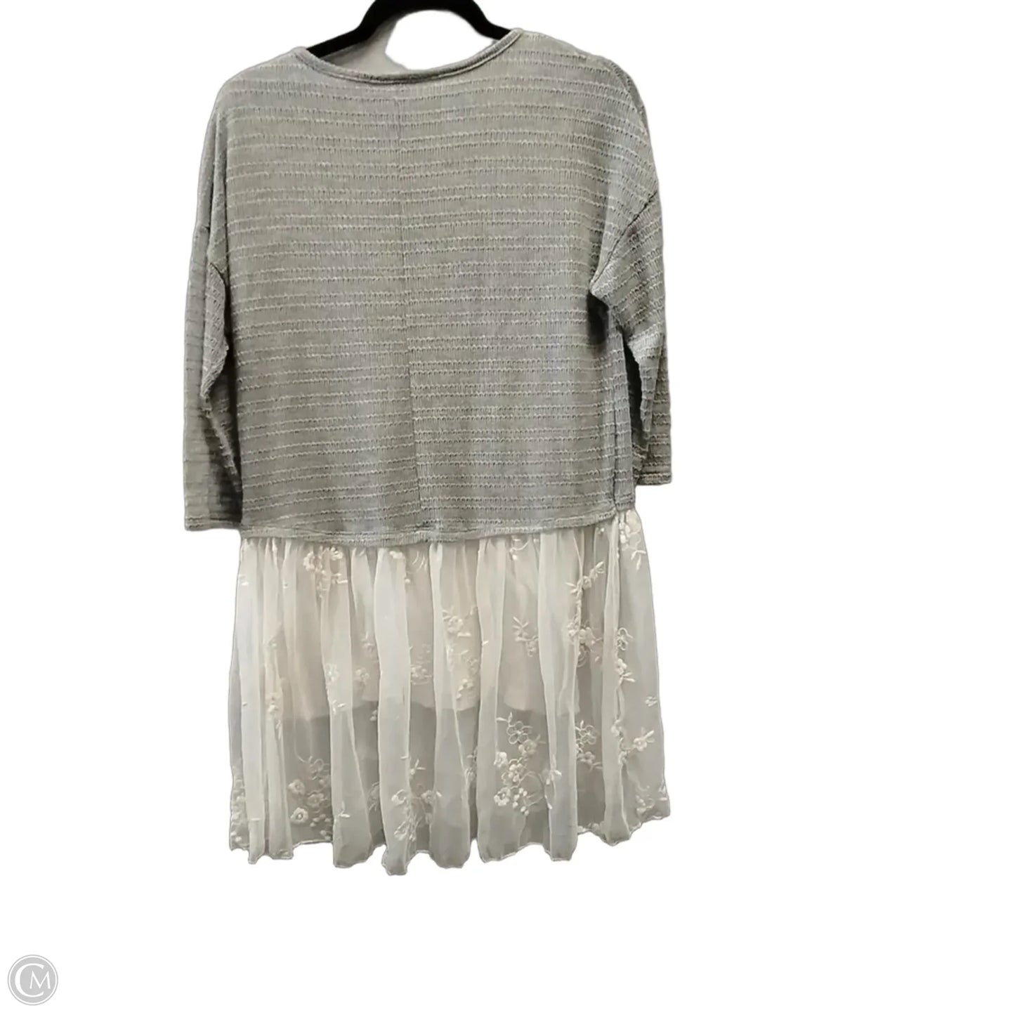Sweater By Orange Creek In Grey & White, Size: L