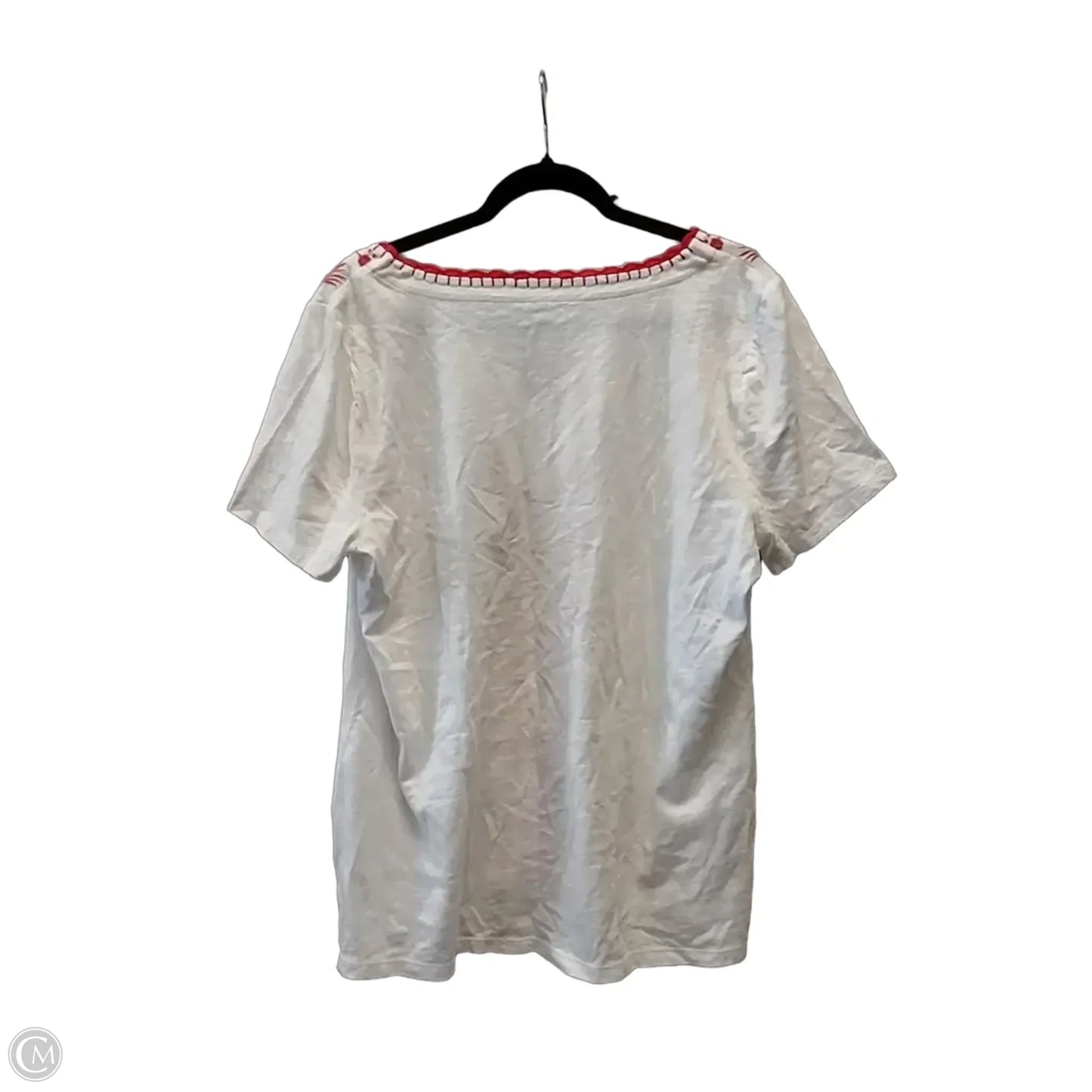 Top Short Sleeve By Talbots In Orange & White, Size: Xl