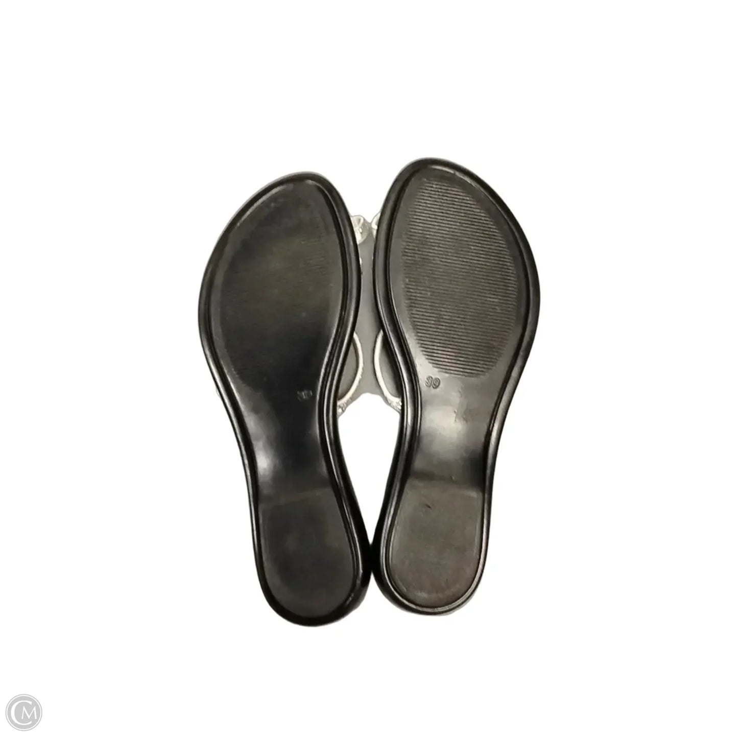 Sandals Flip Flops By Italian Shoemakers In Silver, Size: 8.5
