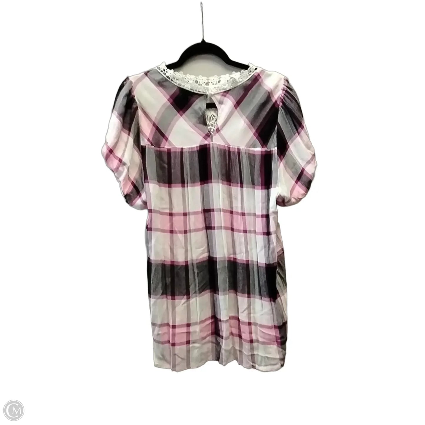 Blouse Short Sleeve By Torrid In Checkered Pattern, Size: Xl