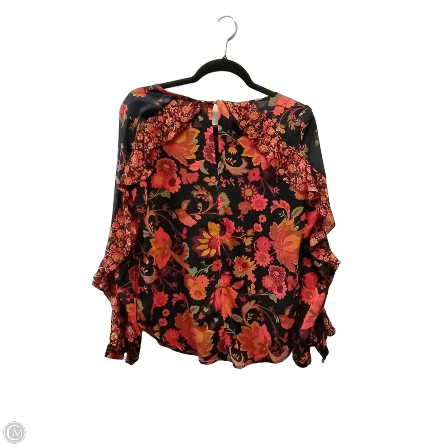 Blouse Long Sleeve By Loft In Black & Orange, Size: S