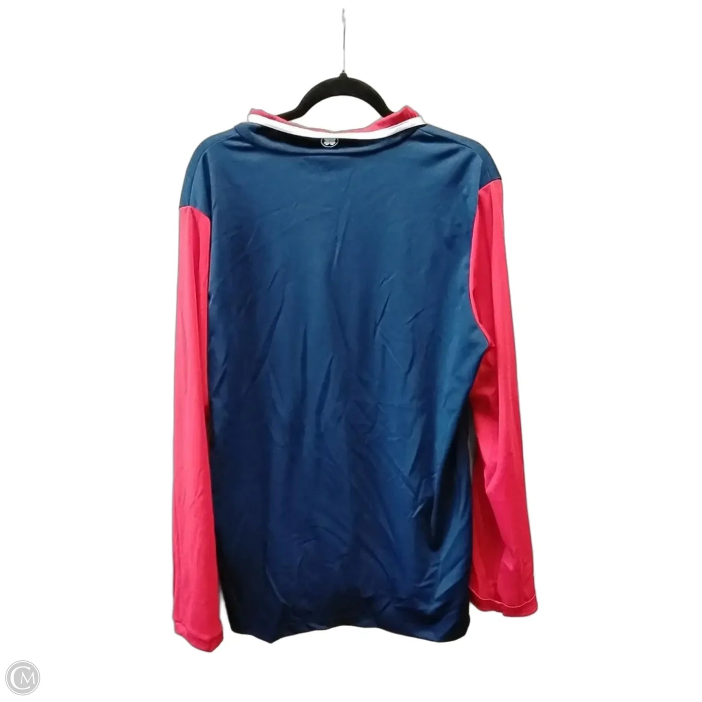 Athletic Top Long Sleeve Collar By Cme In Blue Red & White, Size: Xl