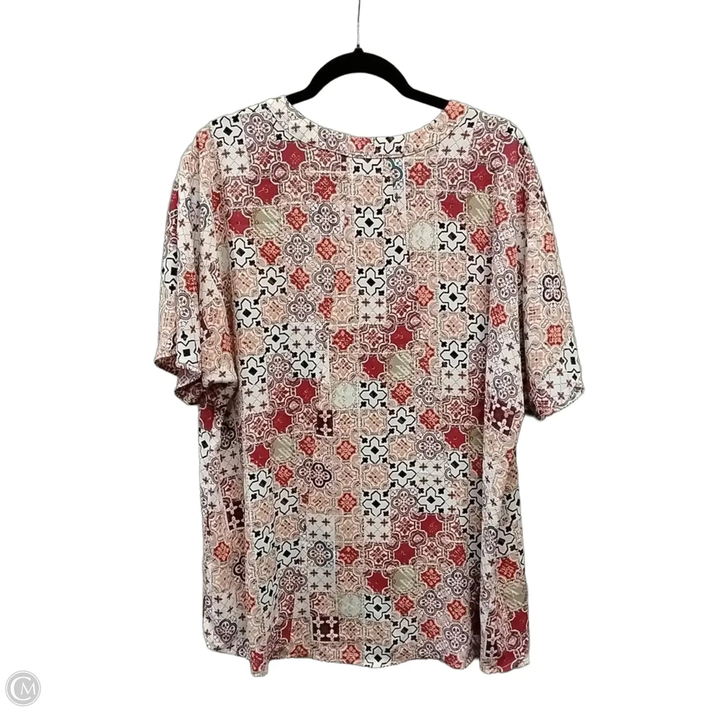 Blouse Short Sleeve By Chicos In Geometric Pattern, Size: Xl