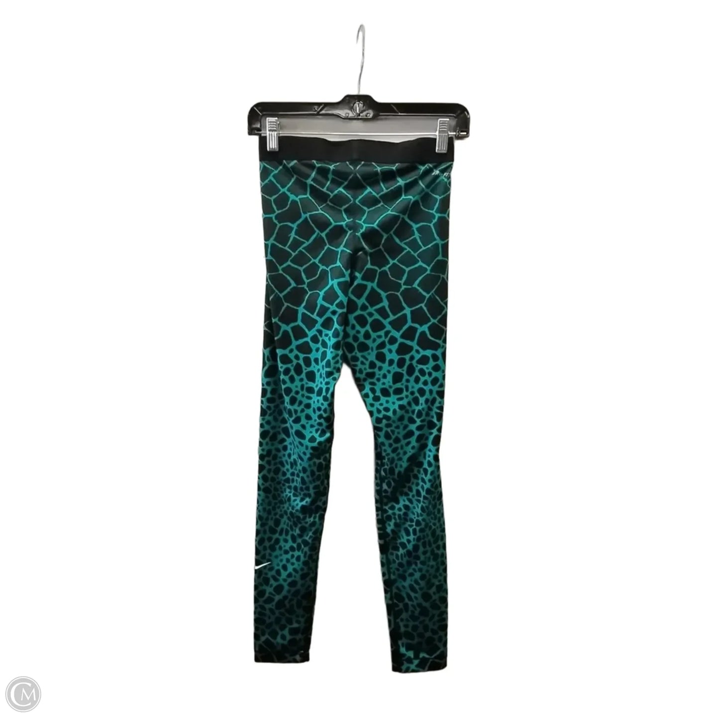 Athletic Leggings By Nike In Black & Green, Size: M