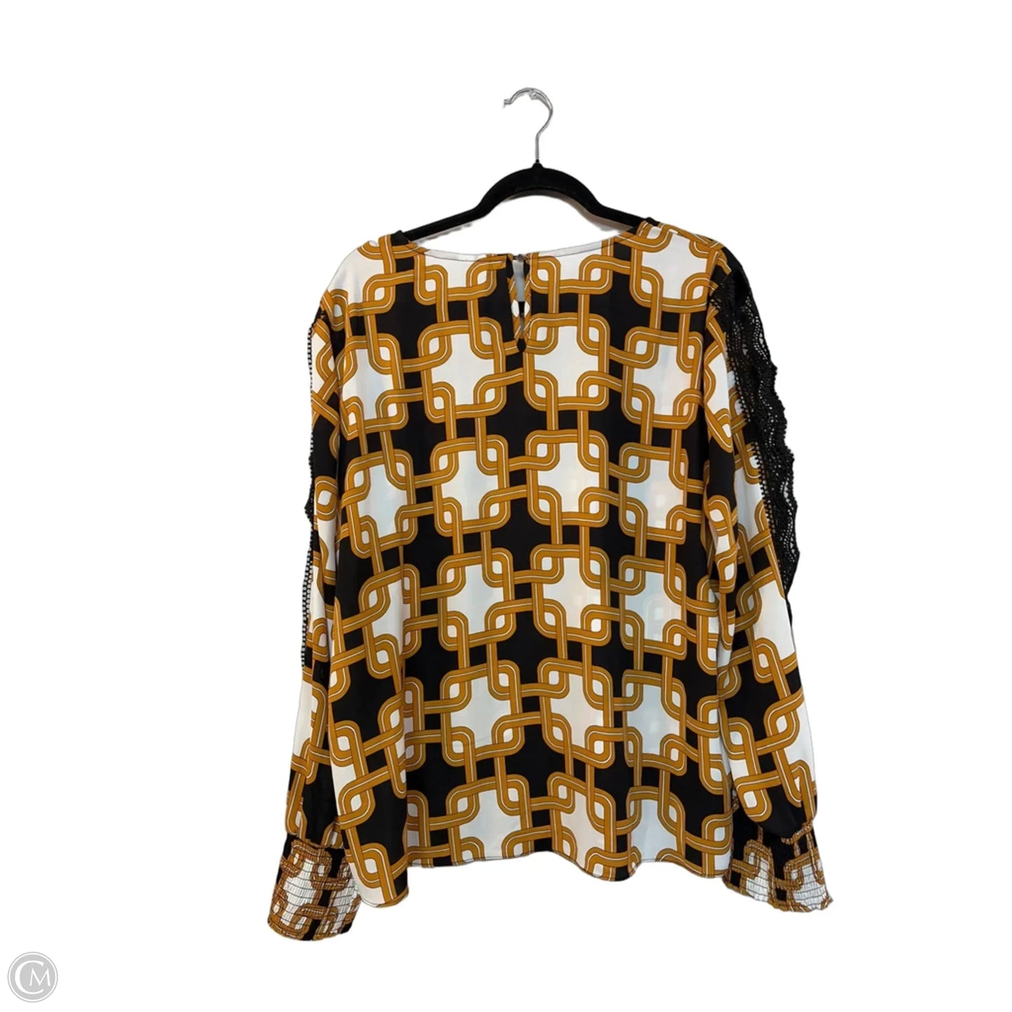 Blouse Long Sleeve By Cato In Geometric Pattern, Size: Xl