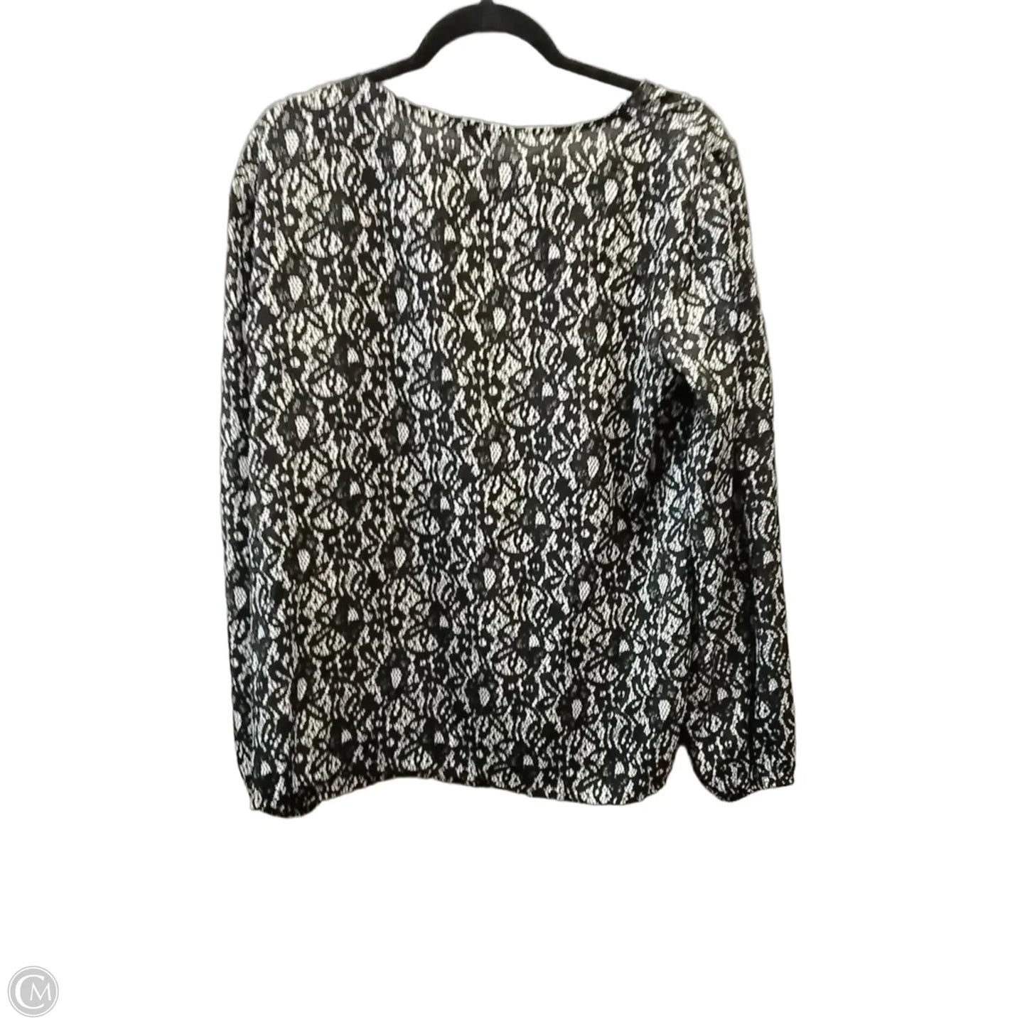 Blouse Long Sleeve By Esprit In Black & White, Size: L