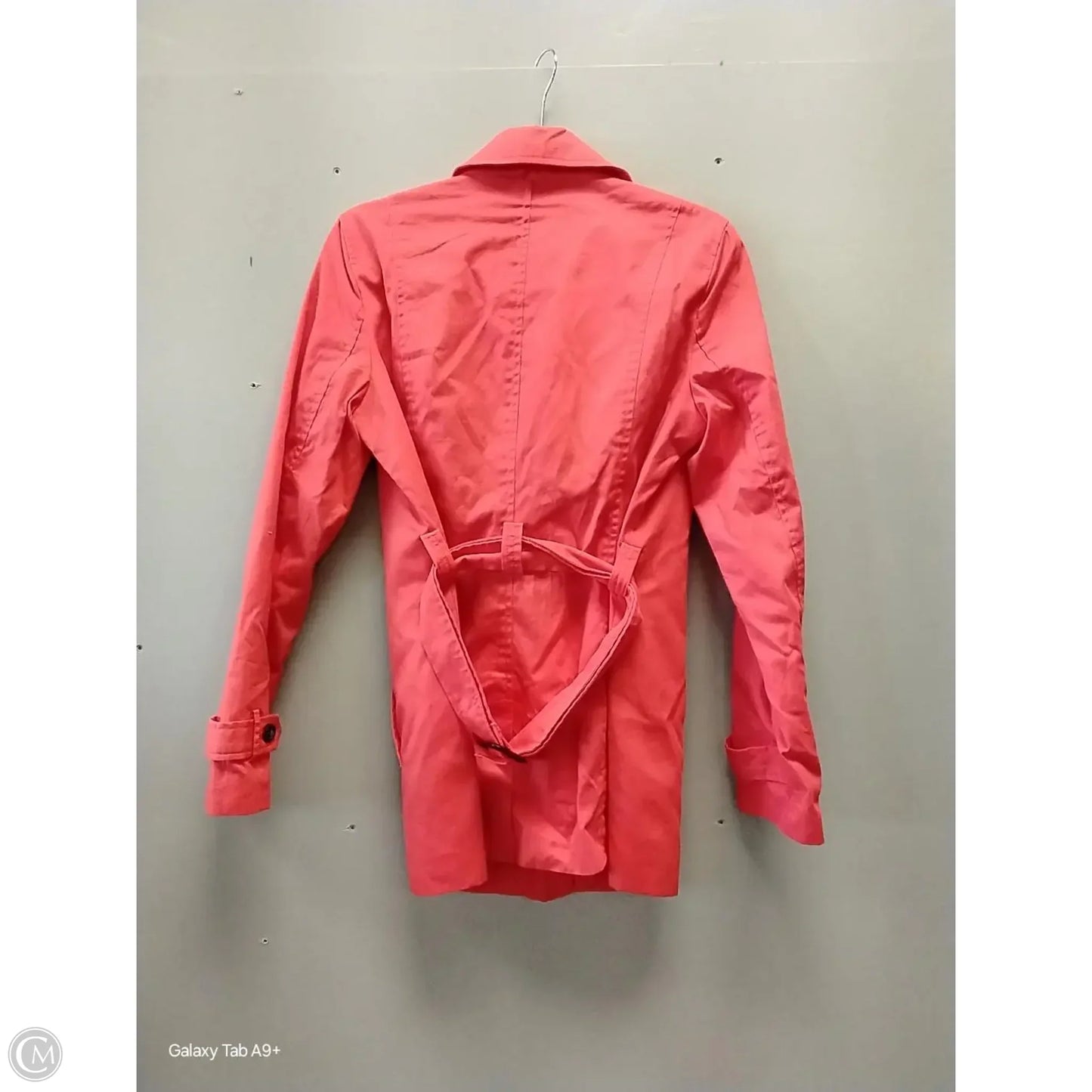 Coat Trench Coat By Clothes Mentor In Orange, Size: L
