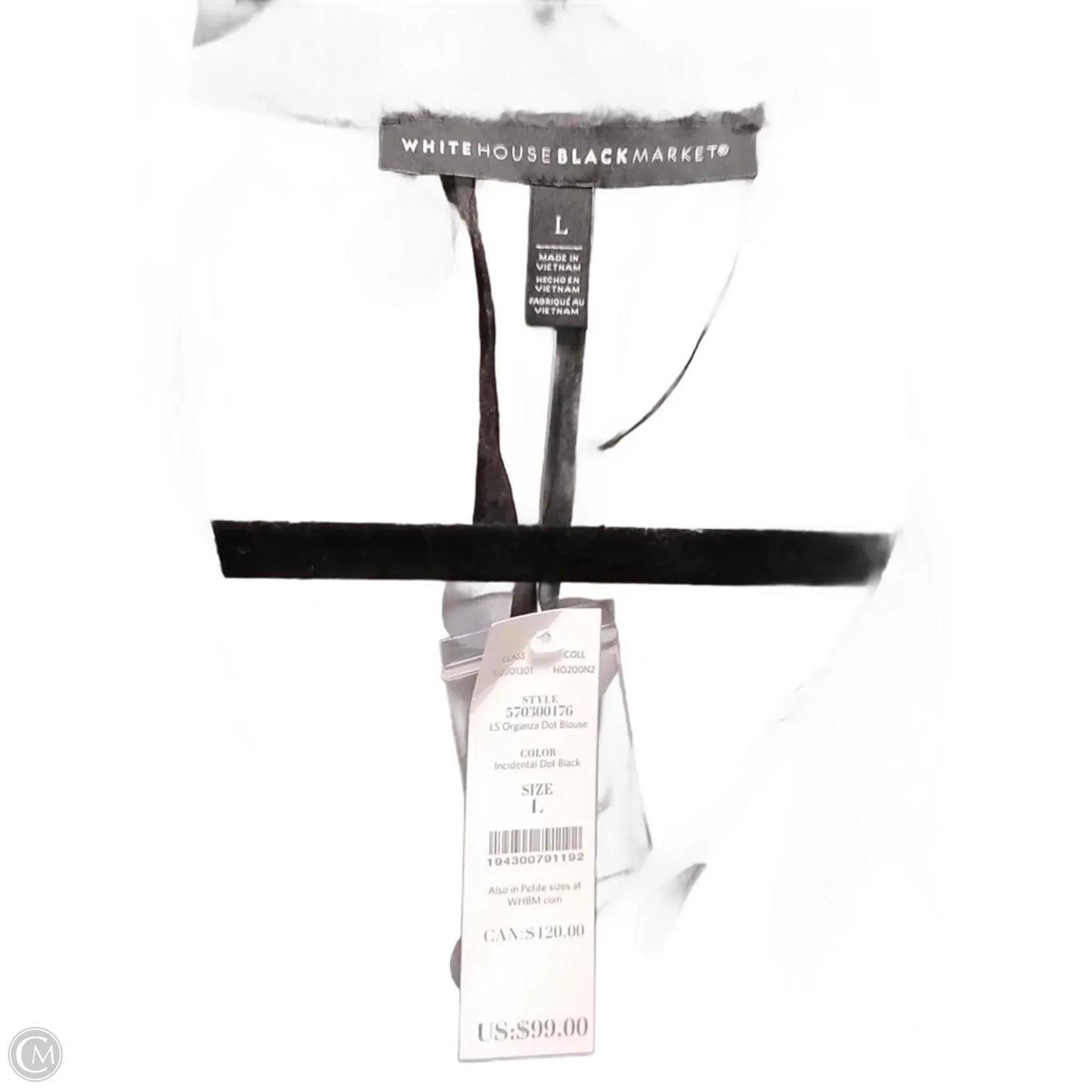 Blouse Long Sleeve By White House Black Market In Polkadot Pattern, Size: L