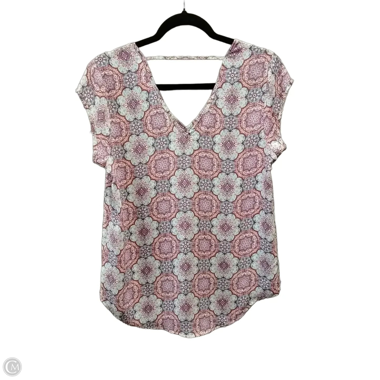 Blouse Short Sleeve By Dr2 In Geometric Pattern, Size: S