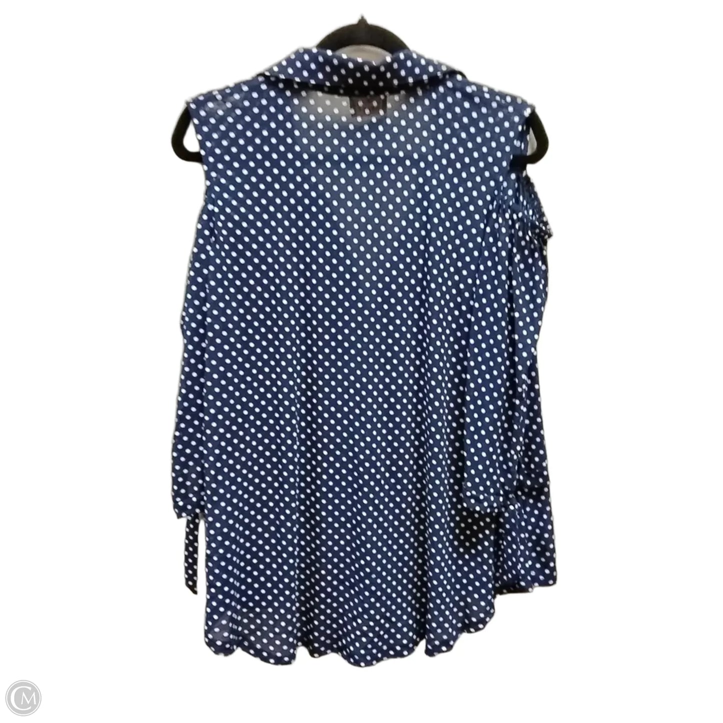 Blouse Long Sleeve By Ember In Polkadot Pattern, Size: L