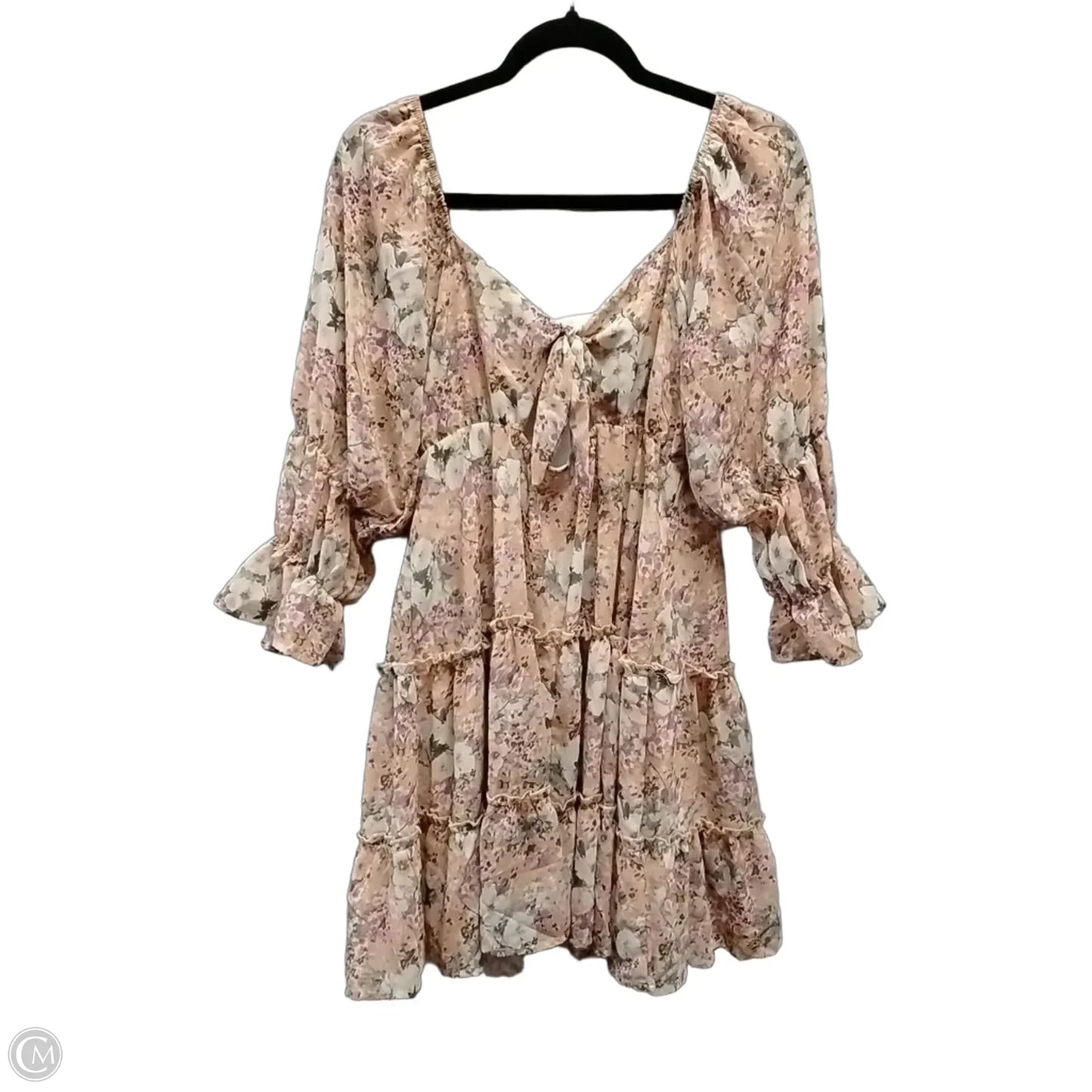 Dress Casual Short By Peach Love Cream California In Floral Print, Size: M