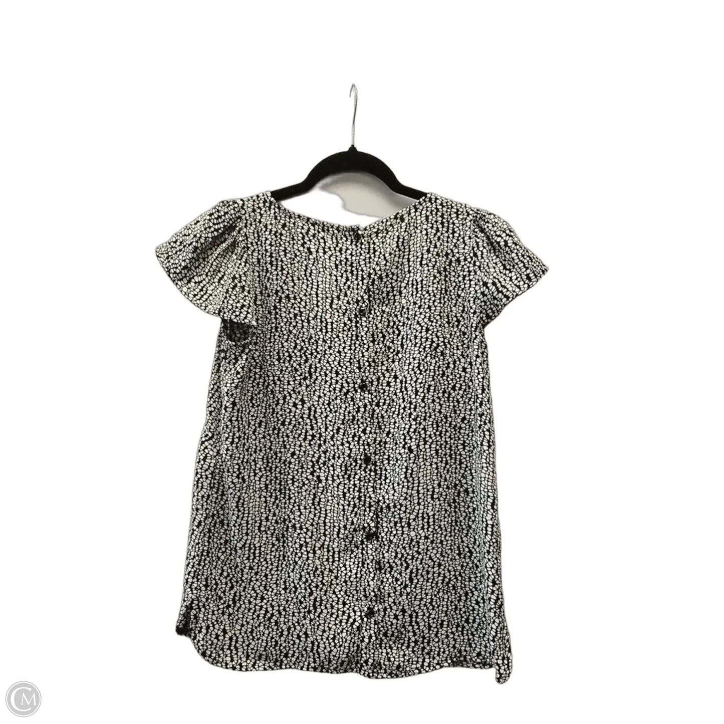 Blouse Short Sleeve By Loft In Black & White, Size: Xs