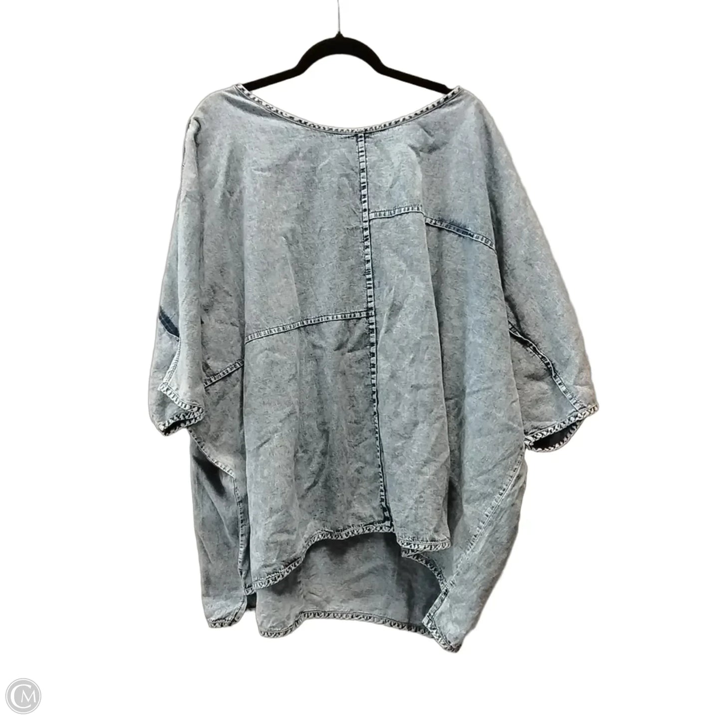 Top Short Sleeve By Zenana In Blue Denim, Size: 3x