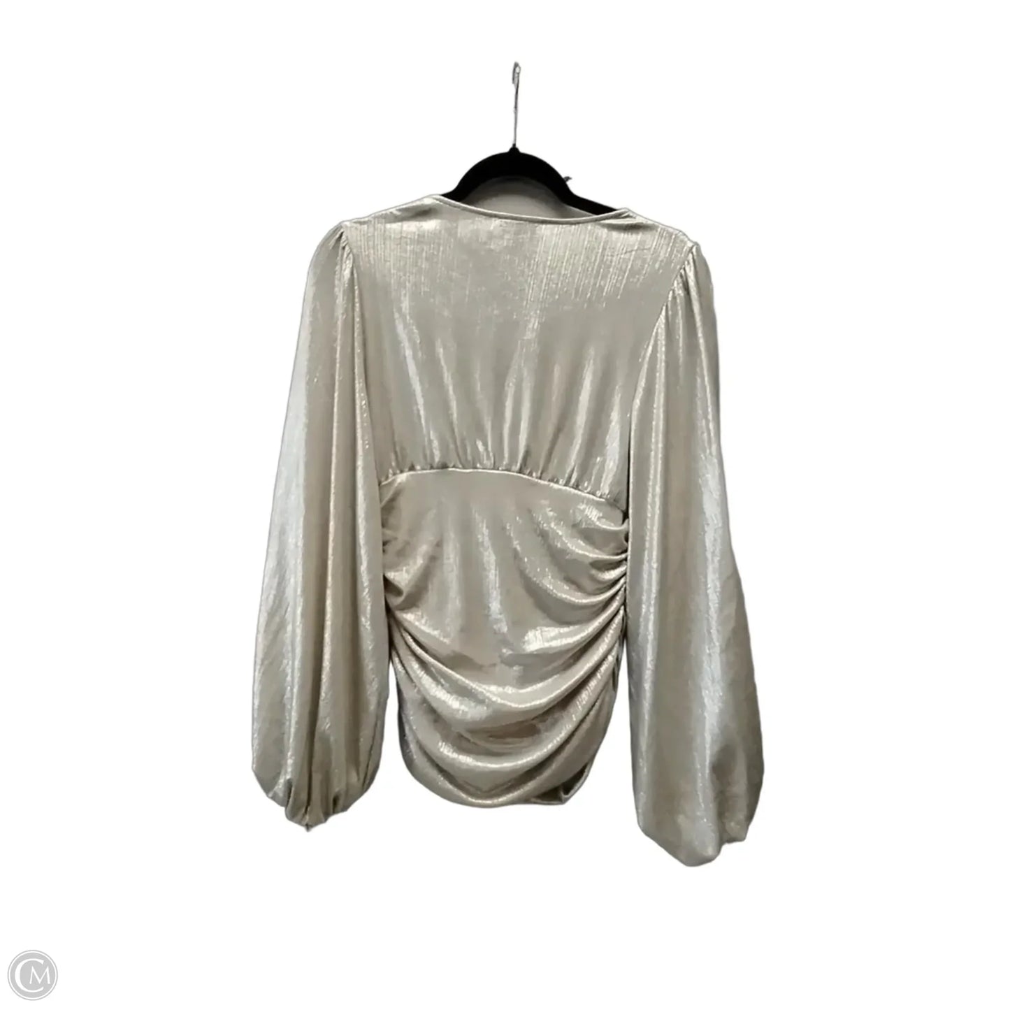 Blouse Long Sleeve By Express In Silver, Size: S