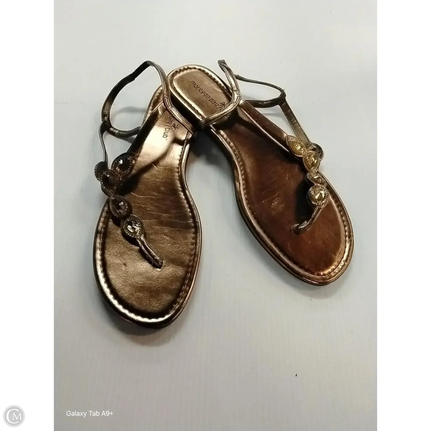 Sandals Flip Flops By Montego Bay In Bronze, Size: 12