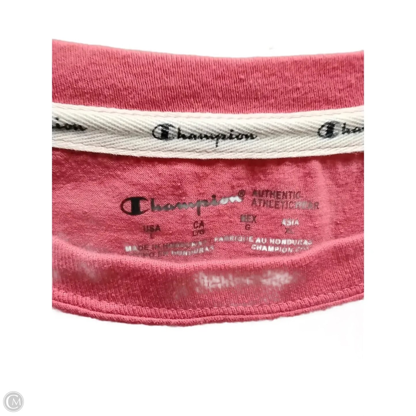Athletic Top Short Sleeve By Champion In Pink, Size: L