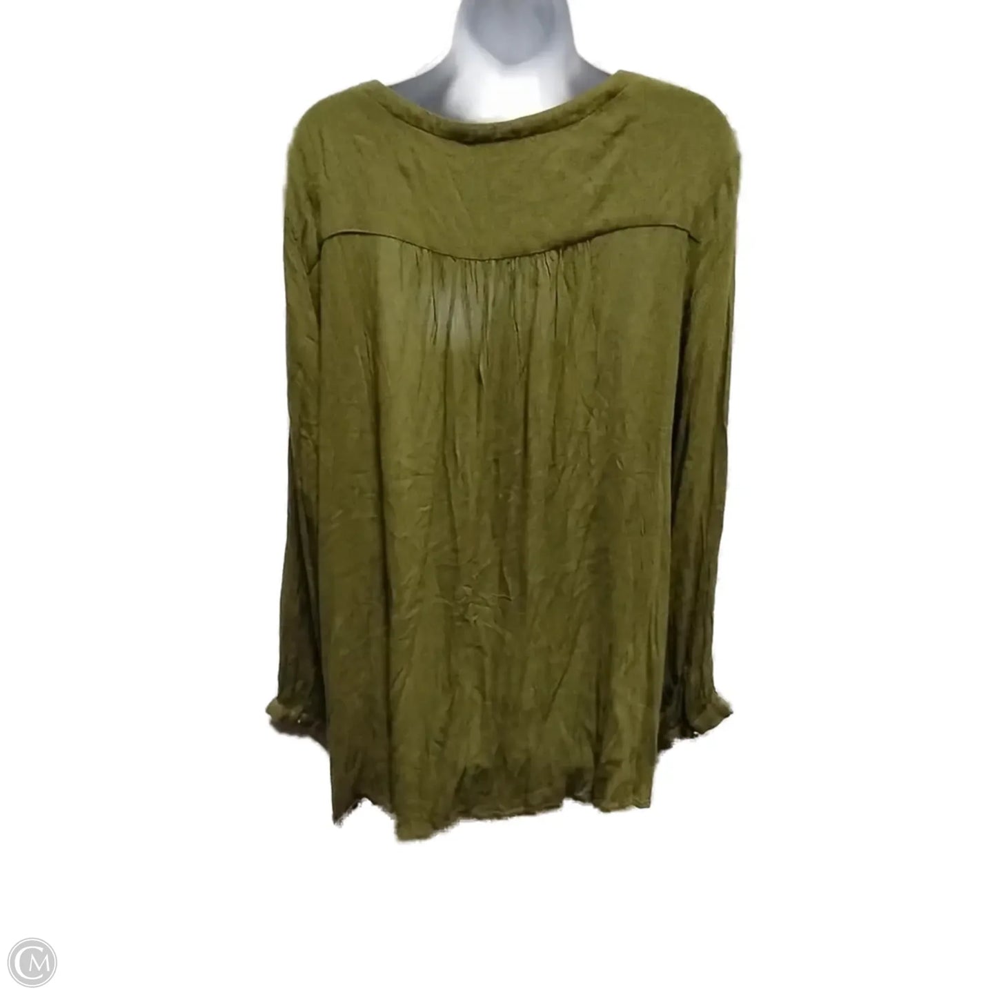 Blouse Long Sleeve By Susan Bristol In Green, Size: 1x