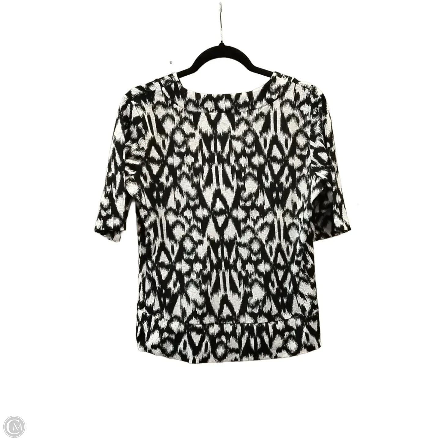 Blouse Short Sleeve By Covington In Black & Cream, Size: S