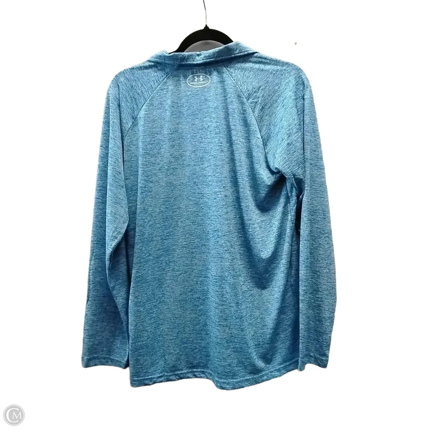 Athletic Top Long Sleeve Collar By Under Armour In Blue, Size: S