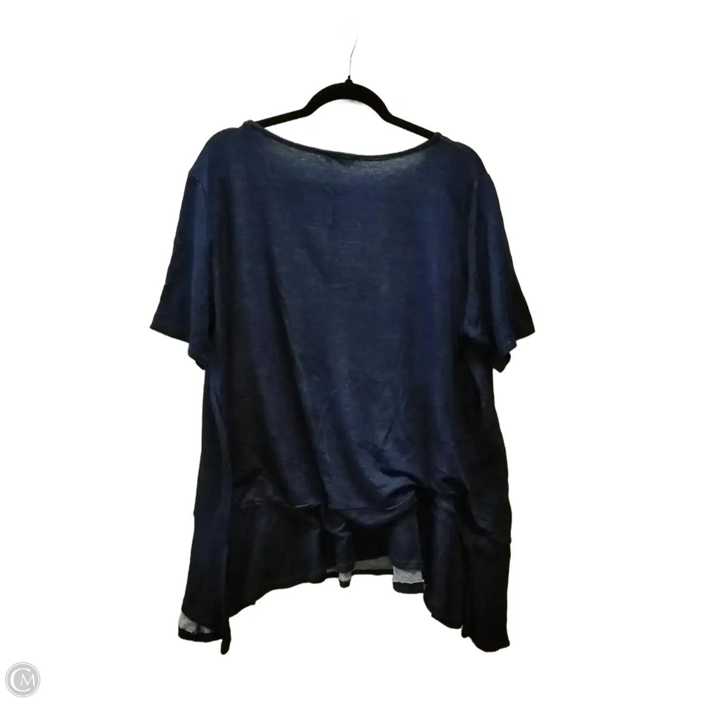 Blouse Short Sleeve By Clothes Mentor In Navy, Size: 3x