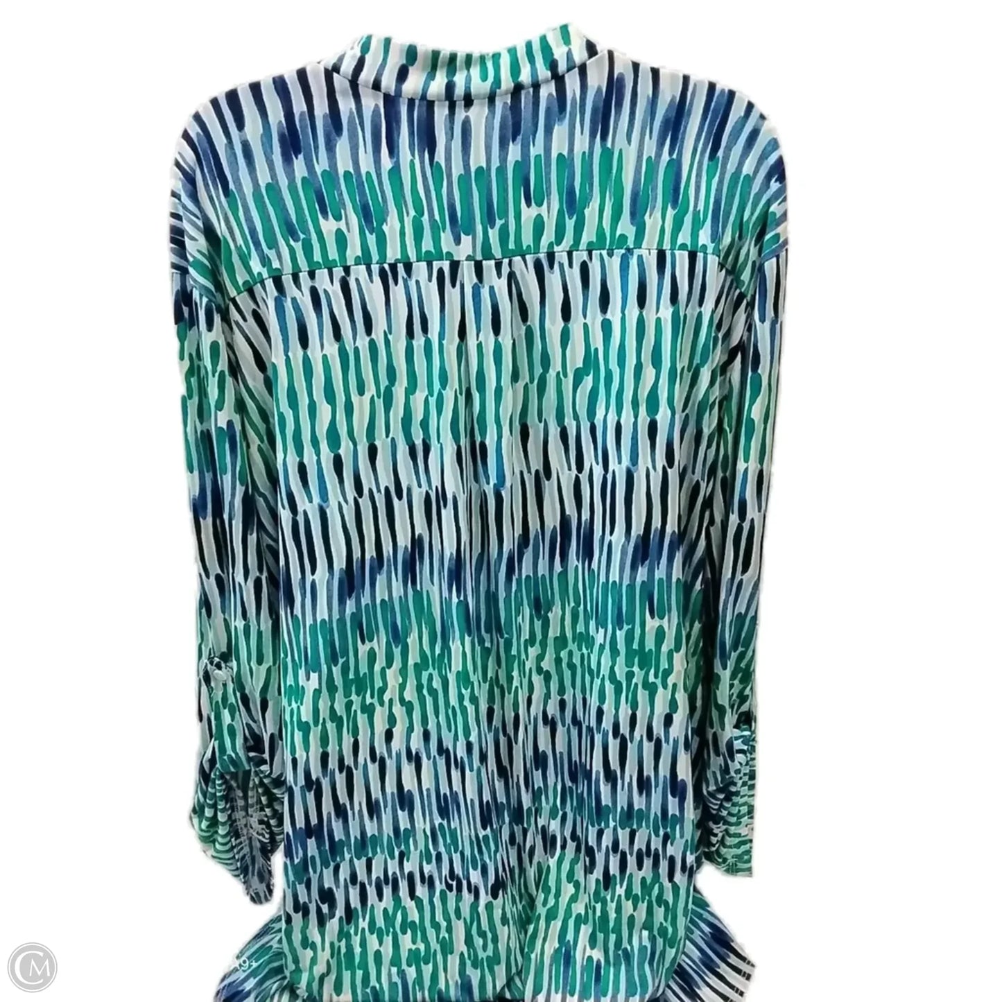 Top Long Sleeve Basic By Dressbarn In Blue & Green, Size: 3x