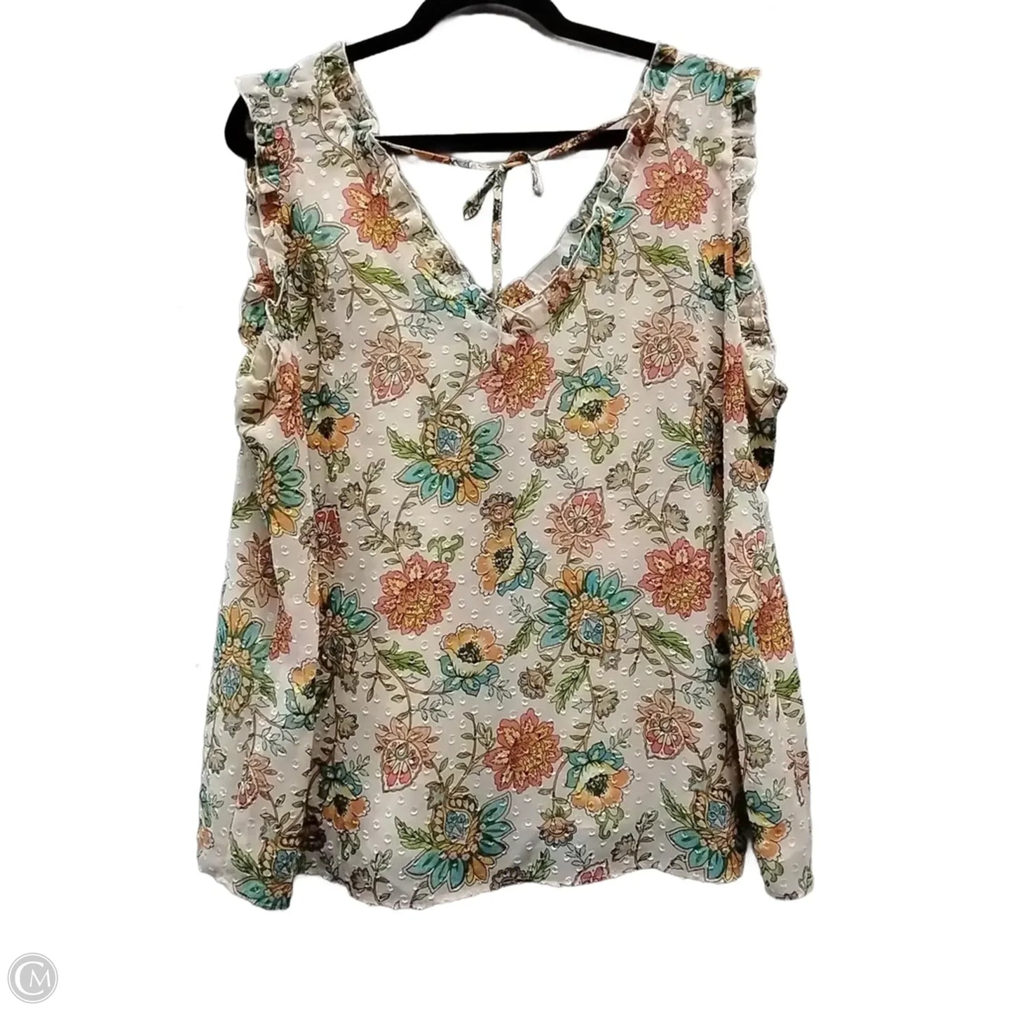 Top Sleeveless Basic By Cato In Floral Print, Size: Xl