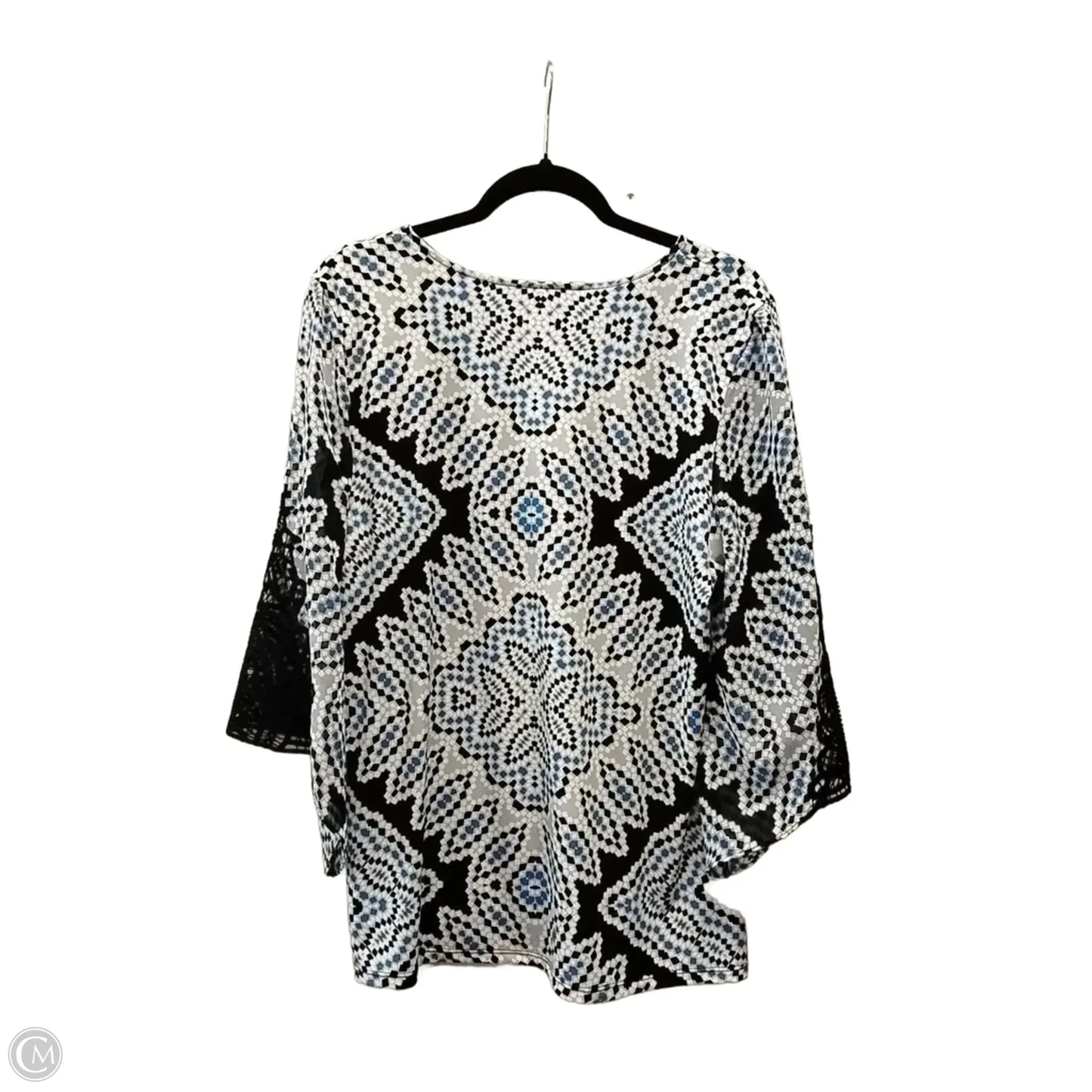 Blouse 3/4 Sleeve By Alfani In Blue & Grey, Size: Xlp