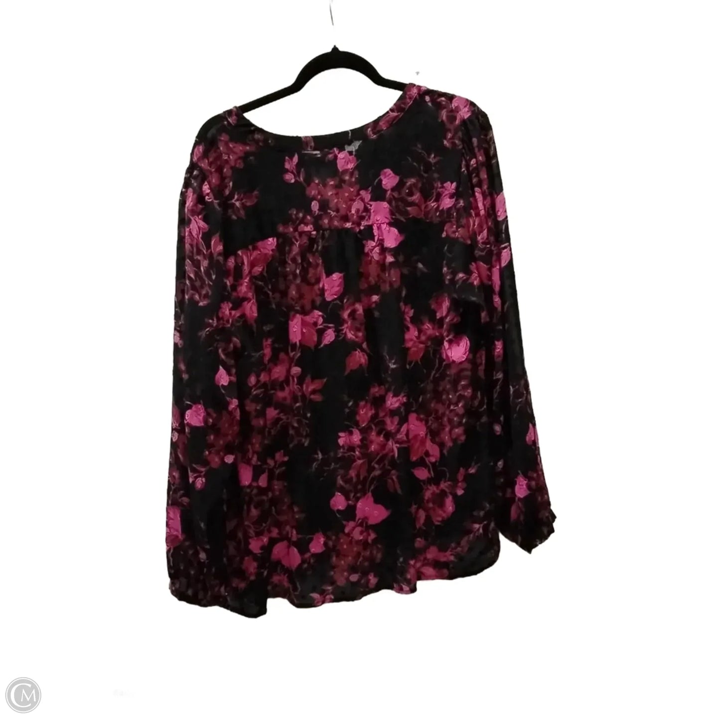 Blouse Long Sleeve By Torrid In Black & Pink, Size: 2x