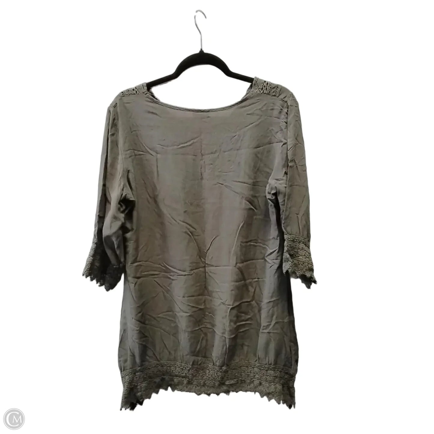 Top Long Sleeve By Cme In Green, Size: L
