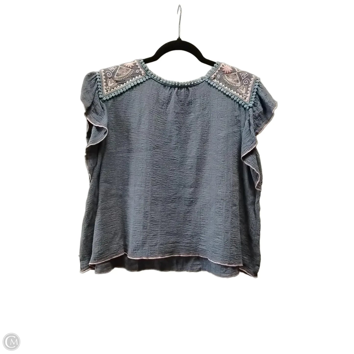 Blouse Short Sleeve By Thml In Blue, Size: L