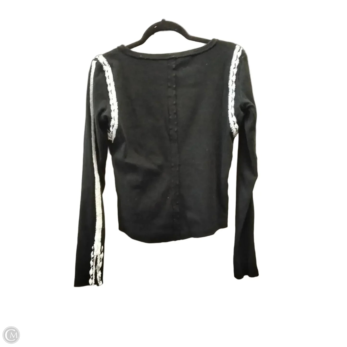 Top Long Sleeve By Free People In Black & White, Size: L
