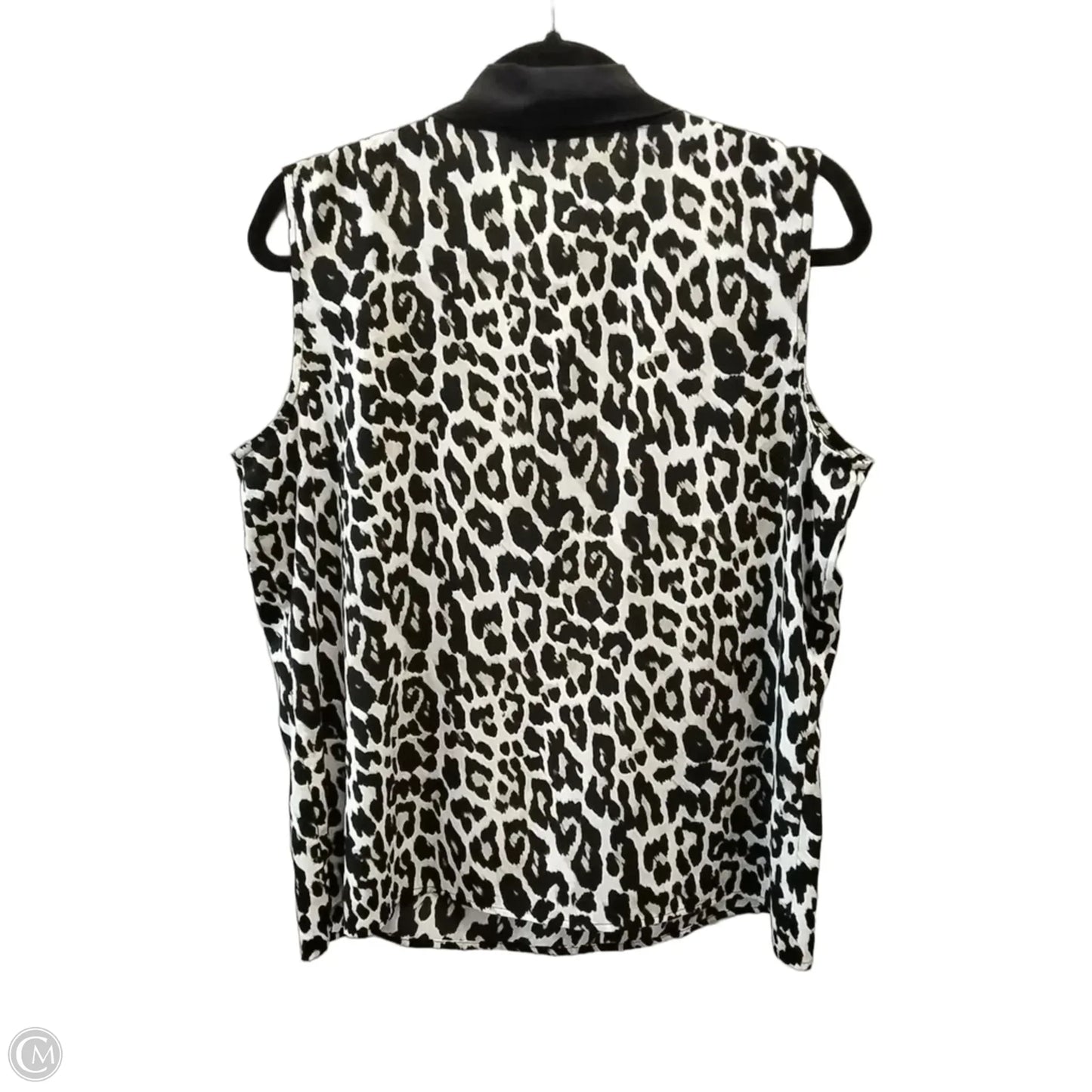 Blouse Short Sleeve By Calvin Klein In Leopard Print, Size: L