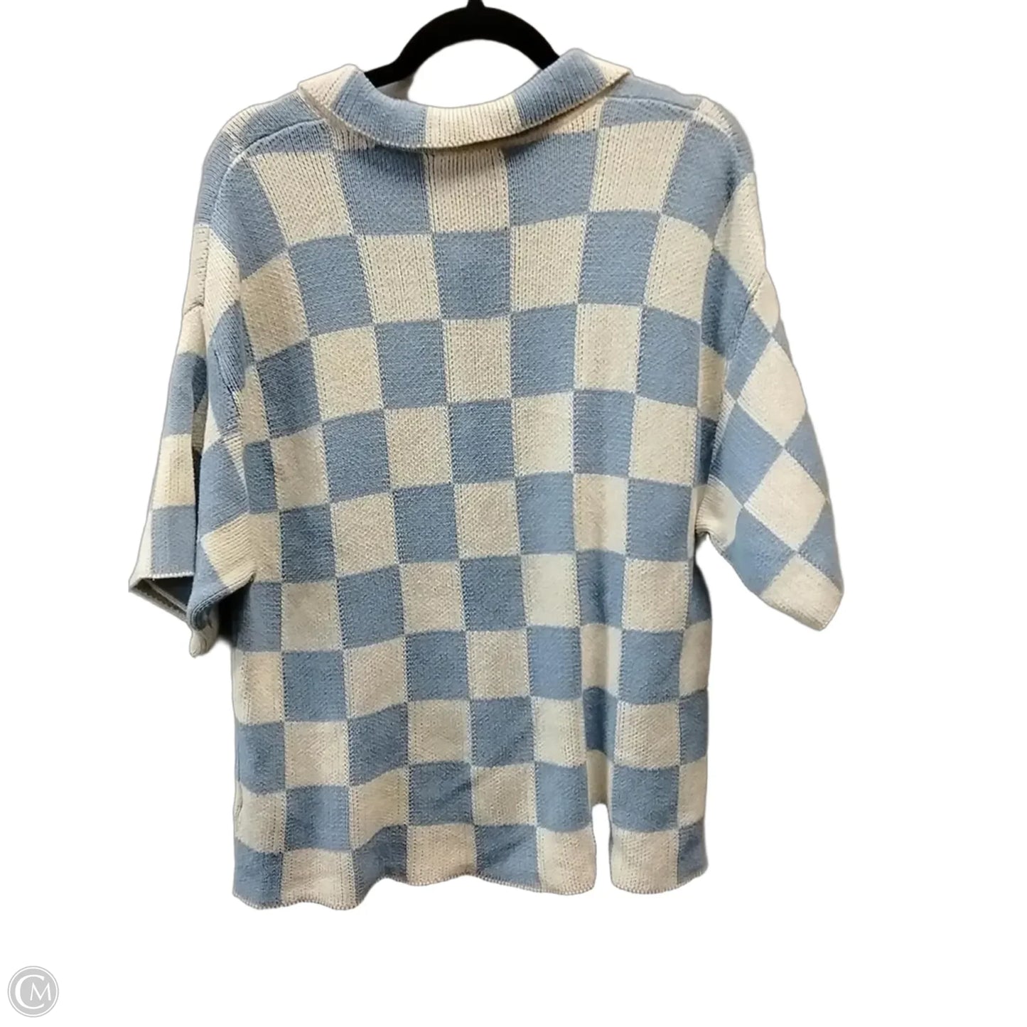 Sweater Short Sleeve By Gilli In Checkered Pattern, Size: L