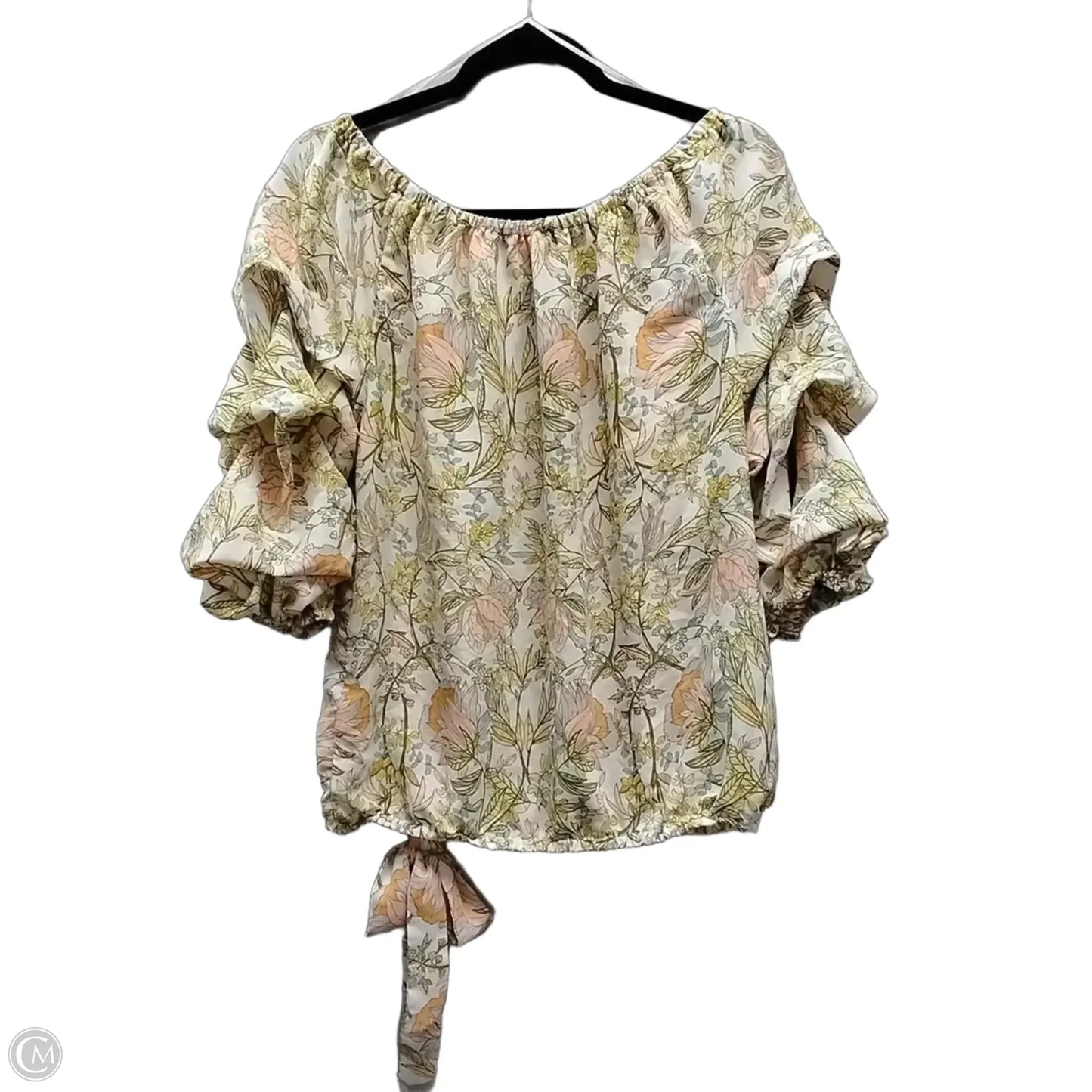 Blouse Long Sleeve By Cece In Floral Print, Size: L
