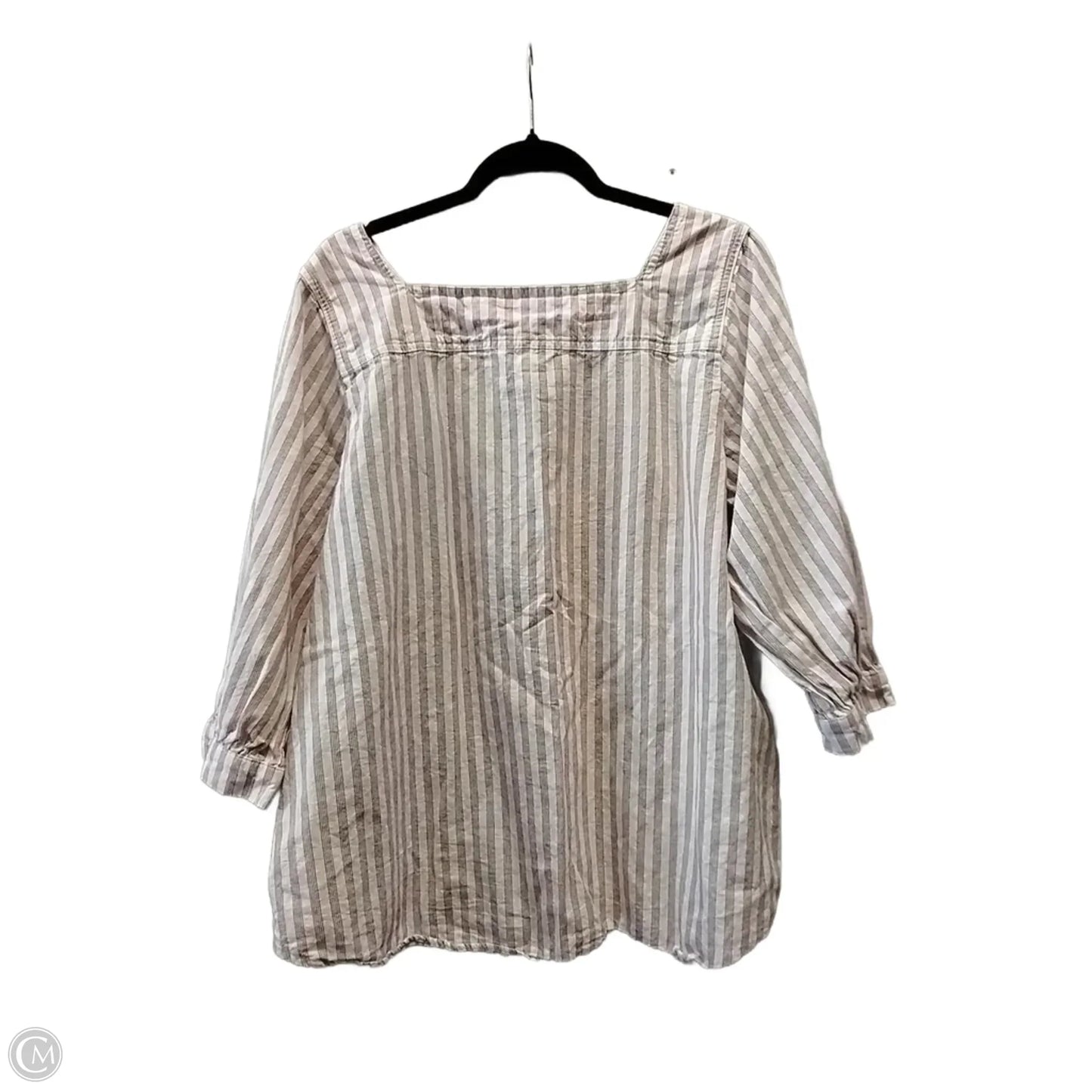 Blouse Long Sleeve By Time And Tru In Striped Pattern, Size: Xl