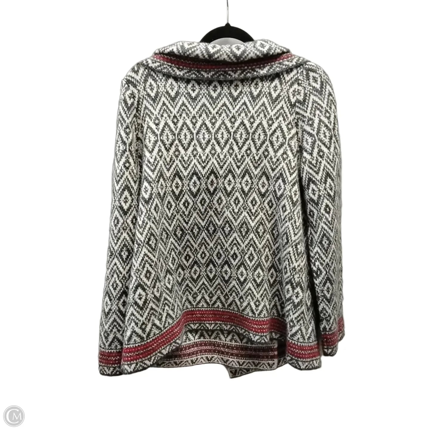 Sweater By Tahari In Grey & Red, Size: L